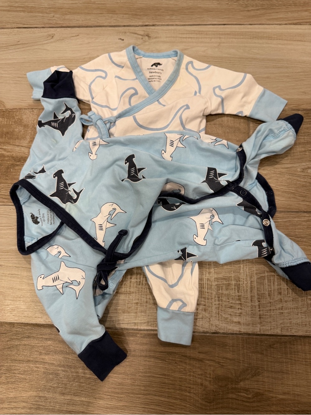 Light Blue and white nautical-Print One-Piece for baby boy